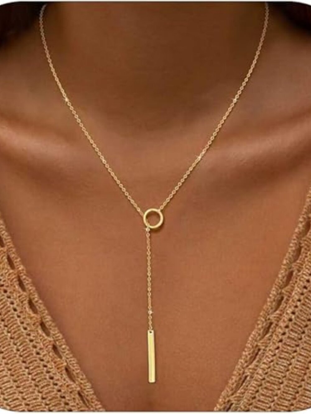Dainty Lariat Y Necklace – 14K Gold/Silver Plated Layered Pendant Mother’s Day
